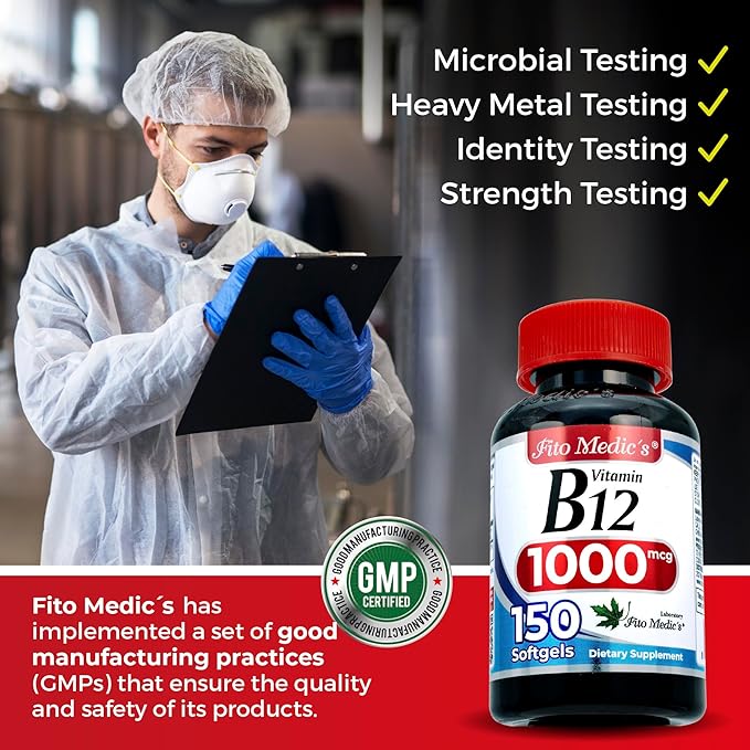 FITO MEDIC'S Lab | Vitamin b12 | 1000 mcg | 150 Servings | b12 | b12 Vitamins | b12 1000 mcg | Ultra high Absorption.