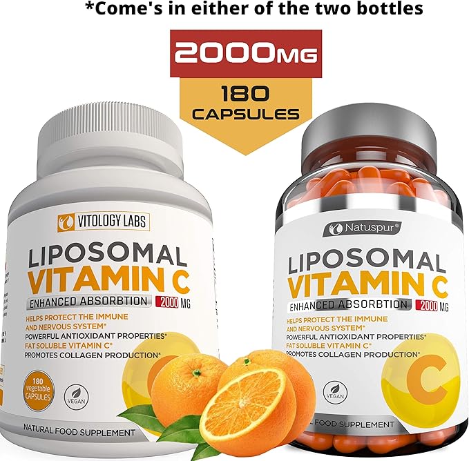 Premium Liposomal Vitamin C 2000mg - 180 Capsules –Ultra Potent High Absorption Ascorbic Acid, Supports Immune System & Collagen Booster - Powerful Antioxidant High Dose - Fat Soluble