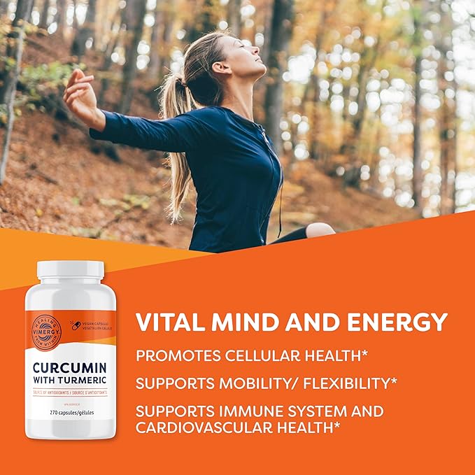 Vimergy Curcumin with Turmeric Capsules – Promotes Bone Health & Mobility* – Supports Memory & Brain Function* – Kosher, Vegan & Gluten-Free – (270 ct.)