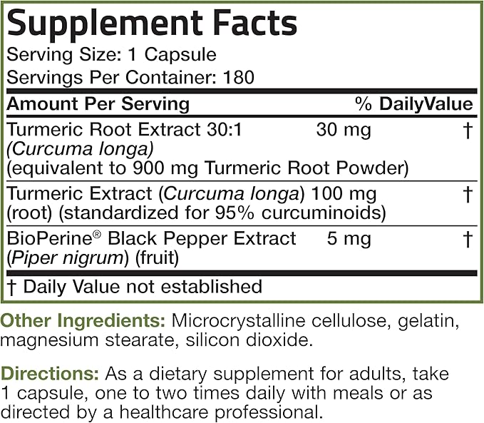 Turmeric Curcumin with BioPerine - High Potency Premium Joint Support with 95% Standardized Curcuminoids - Non-GMO Capsules with Black Pepper - 180 Count