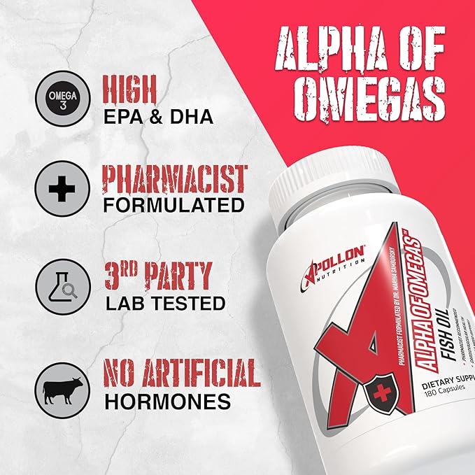 Apollon Nutrition Alpha of Omegas Fish Oil, EPA, DHA, Brain, Cardiovascular, Eye, 180 Softgel Capsules
