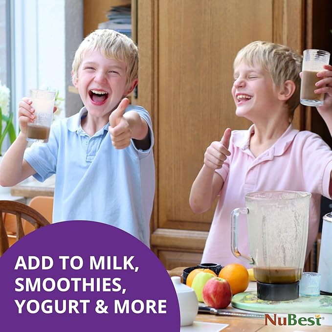 NuBest Tall Protein Powder for Kids & Teens - Chocolate Protein Powder Shake - Protein Drink with Probiotics, Omega 3-6-9, Vitamin D3 + K2, Calcium, Vitamins - Bone Strength and Immunity - Pack 3