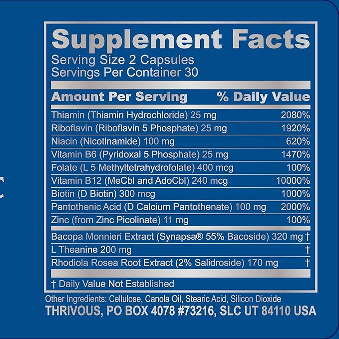 Thrivous Nootropic Stack - Enhance Memory, Sleep & Brain Function for Better Aging - Advanced Nootropic Supplement - Includes Clarity, Alpha & Serenity - 3 Bottles - 240 Capsules