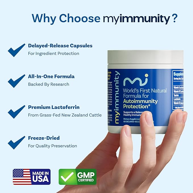 Immune Balance Supplement | Grass-Fed Lactoferrin, Taurine, Vitamins D3, K2 & B12 | 30-Min Delayed-Release | Promotes Gut, Digestive & Overall Wellness | Low Lactose, Made in USA