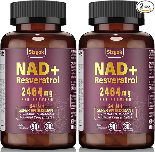 NAD Supplement 1100mg Pure Organic, Liposomal NAD Resveratrol Supplement for Women and Men, Boosts NAD+ Levels, Helps Aging Defense, Cellular Energy & Focus, Ultra-Antioxidant 90 Capsules, 2 Pack