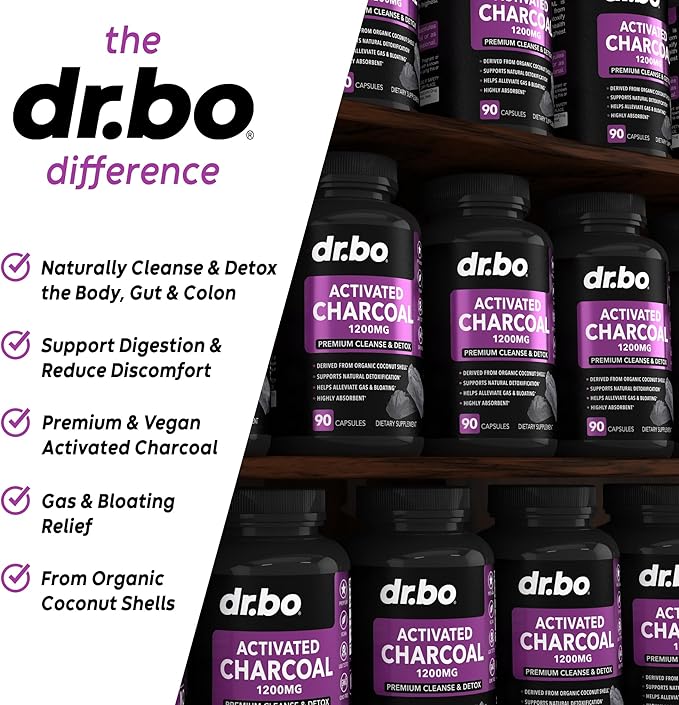 Activated Charcoal Capsules Cleanse Detox - 1200mg Organic Coconut Charcoal Pills for Stomach Gas and Bloating Relief for Men Women Kids - Active Capsules Powder Binder Activated Supplements for Gut