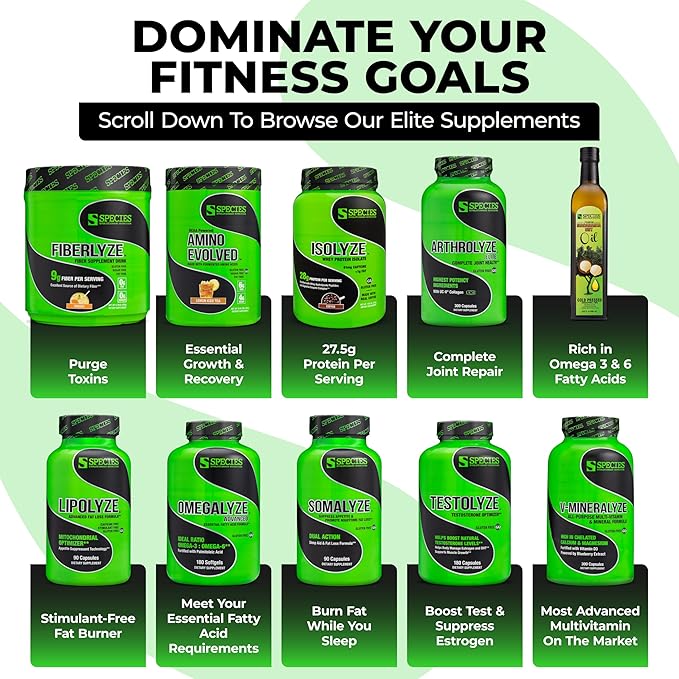 Species Nutrition Omegalyze Support Supplements, Essential Fatty Acid Formula, Supplement to Help Maximize Recovery, Omega 3,6 and 7 Formula,180 Capsules