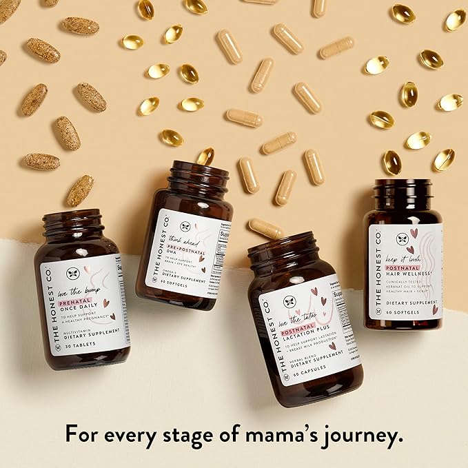 The Honest Company Think Ahead Pre + Postnatal DHA Supplement | NSF Certified, Non GMO Multivitamin | 60 Count Softgels