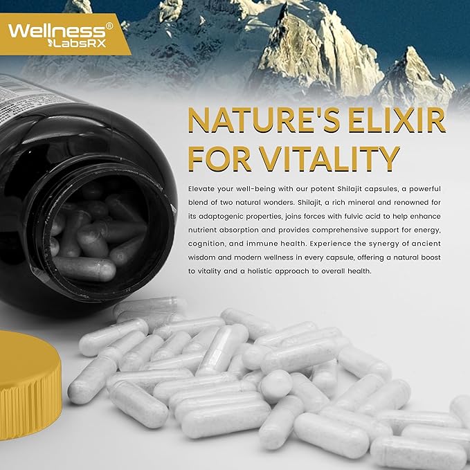 Himalayan Shilajit Capsules for Men 120 Count - 1500mg - Shilajit for Men, Pure Shilajeet for Women with Naturally Occuring Fulvic Acid - Shilajet Supplement for Enhanced Energy and Immune Support