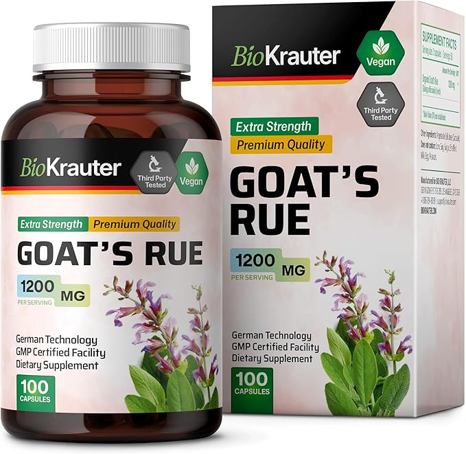 BIO KRAUTER Goats Rue Lactation Support Capsules 1200 mg - 100 Count - Goats Rue Capsules - Natural Breastfeeding Supplements