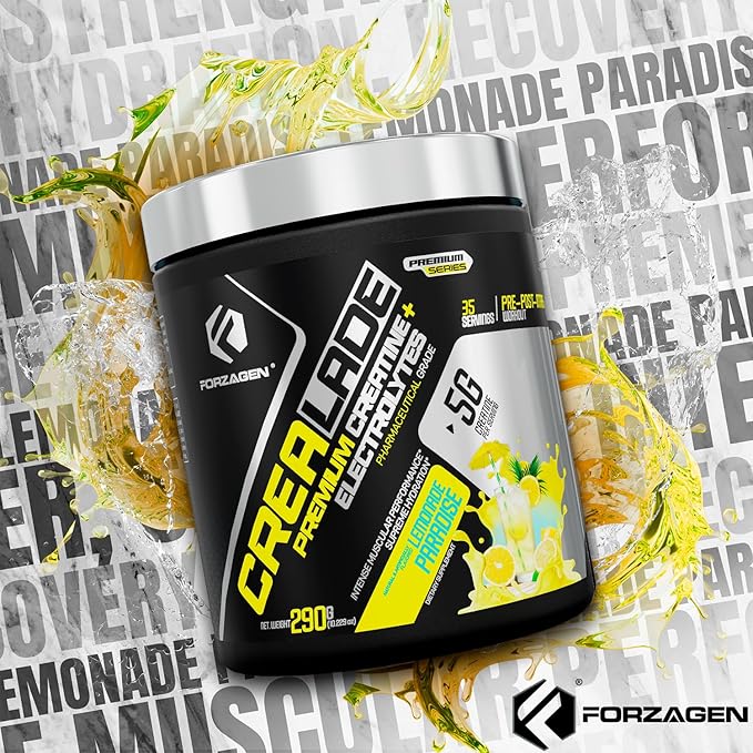 Forzagen CREA-Lade 35 Servings, Premium Creatine Monohydrate with Electrolytes Flavored Lemonade Paradise