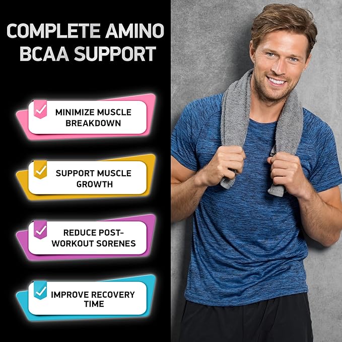 Essential Amino Acids Complex for Men & Women - Advanced Workout Power & Recovery Formula - Vegan BCAA Amino Acid Supplement with All 9 Branch Chain Essential Aminos - 240 Keto Friendly EAA BCAA Pills