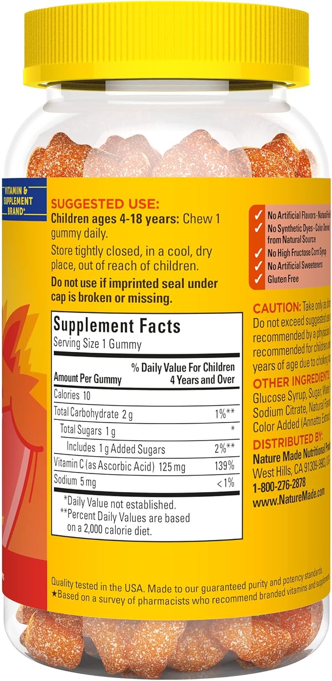 Nature Made Kids First Vitamin C Gummies, Dietary Supplement for Immune Support, 110 Gummies, 110 Day Supply (Pack of 2)