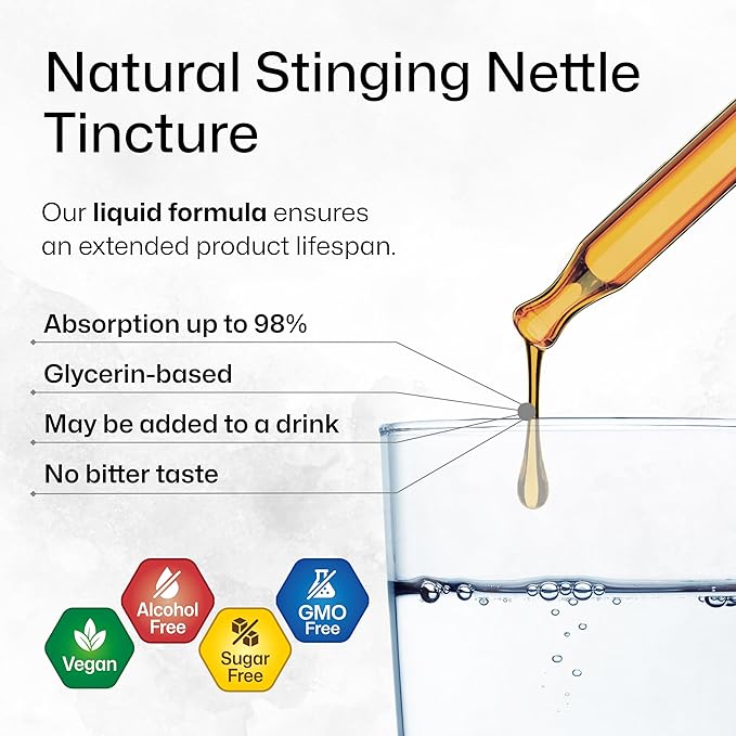 BIO KRAUTER Stinging Nettle Tincture - Nettle Root Extract Liquid - Urinary Support Supplement - Urtica Dioica Natural Extract - Vegan, Sugar & Alcohol Free Drops 4 Fl.Oz.