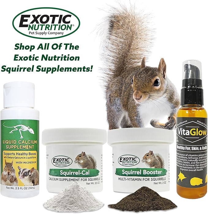 Squirrel-Cal and Squirrel Booster (2 Pack) - Ultra-fine Powdered Calcium Supplement - for Pet Squirrels