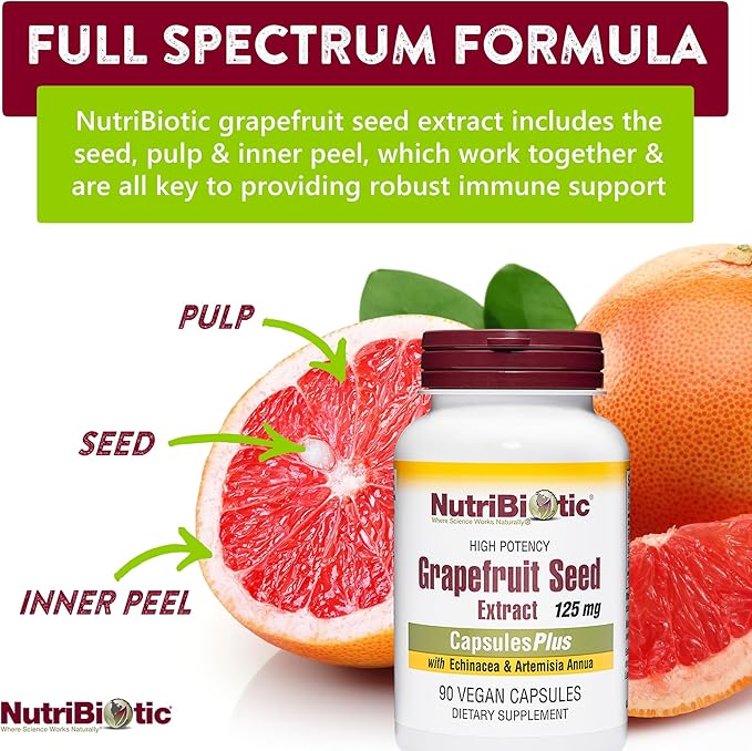 NutriBiotic Grapefruit Seed Extract CapsulesPlus, 125 mg of GSE, 90 Count