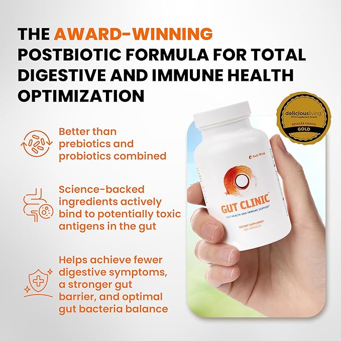 SaltWrap Gut Clinic Postbiotics - Gut Health, Complete Gut Repair, Barrier & Immune Support - Helps Bloating, Gas & Indigestion - 90 Capsules