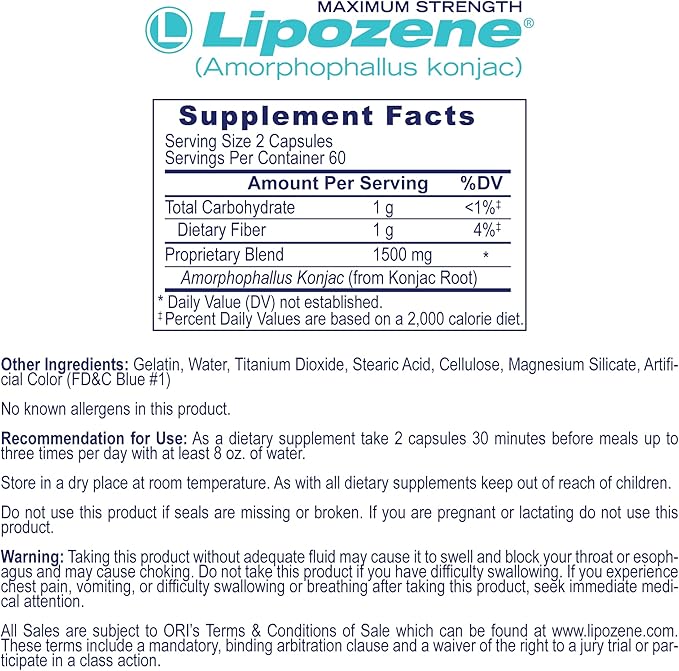 Lipozene Weight Loss Pills (2 Bottles with 120 Capsules in Total Mega Bottle Bundle)
