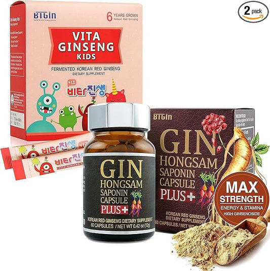 Gin Hongsam Saponin Capsule Plus + VITA Ginseng Kids Premium Bundle