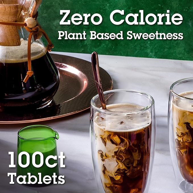 Stevia In The Raw Stevia Sweetener Tablets, 100 Ct, Zero Calorie Stevia Sugar Substitute, No Erythritol or Artificial Flavors, Vegan, Gluten Free, Kosher, Low Glycemic Index