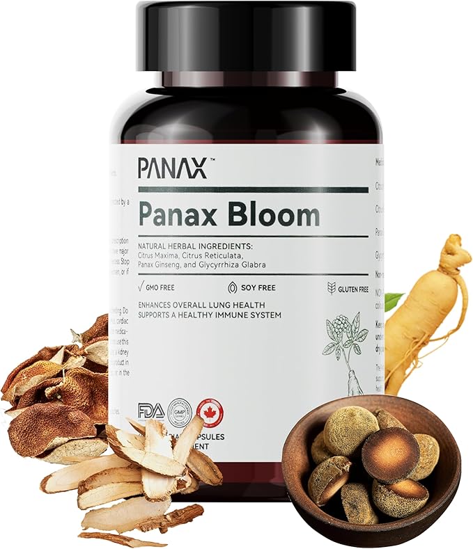 Natural Herbal Ingredients Capsules | Enhance Overall Lung Health, Support A Healthy Immue System | Ginseng, Citri Maxima, Citri Reticulata, & Liquorice | 60 Vegetarian Capsules