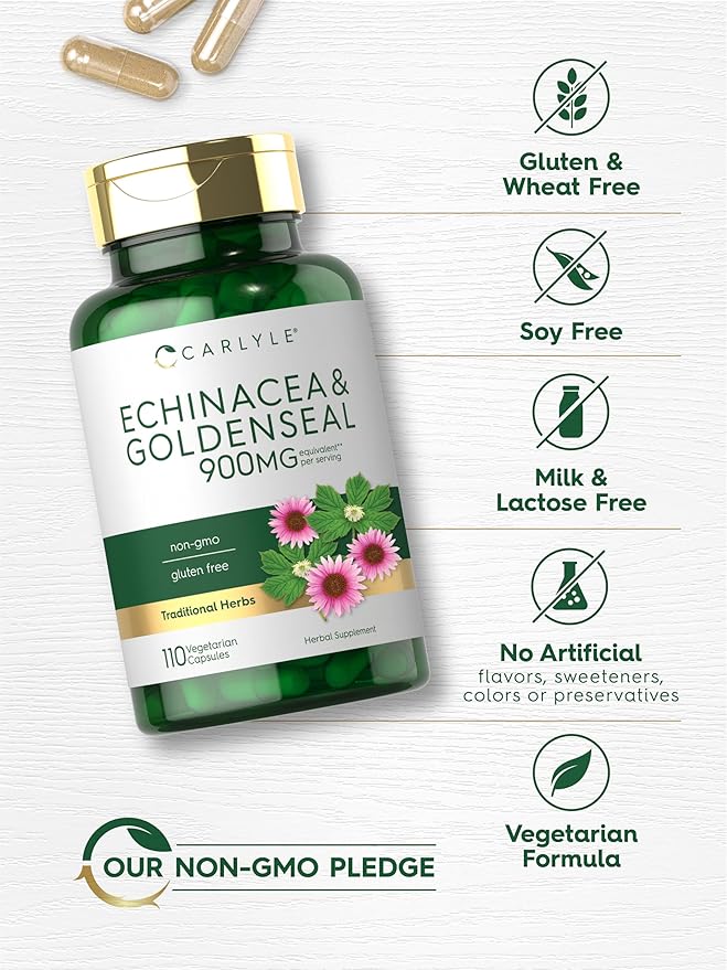 Carlyle Echinacea Goldenseal Capsules | 110 Count | Vegetarian, Non-GMO, Gluten Free