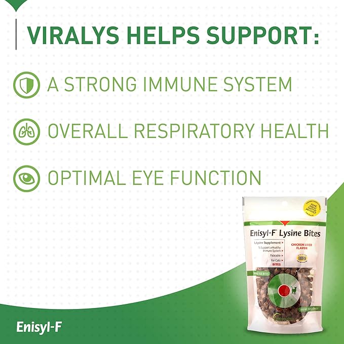 Vetoquinol Enisyl-F Lysine Bites: L-Lysine Chews for Cats & Kittens - Chicken Liver-Flavor, 6.4oz (180g) Recloseable Bag