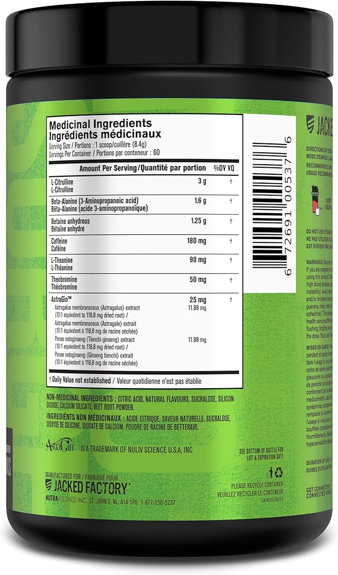 Jacked Factory NITROSURGE Pre Workout Supplement - Endless Energy, Instant Strength Gains, Clear Focus, Intense Pumps - Nitric Oxide Booster & Preworkout Energy Powder - 60 Servings, Cherry Limeade