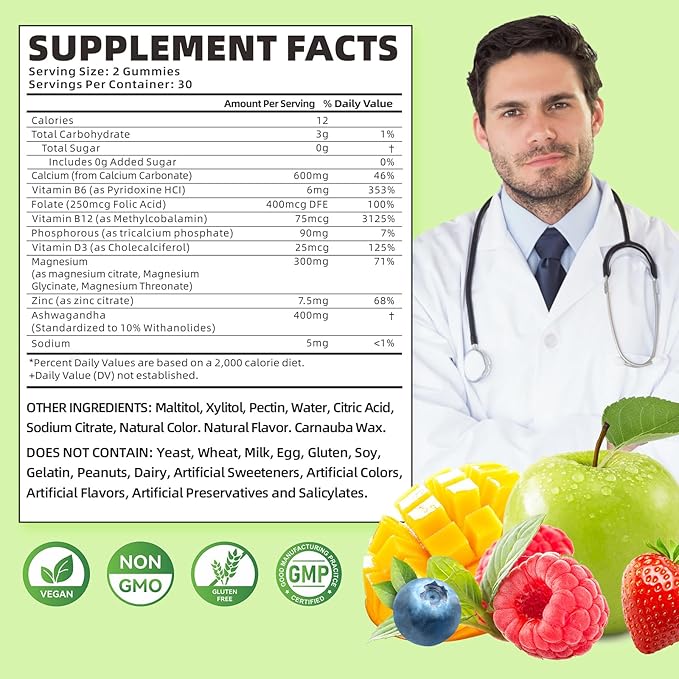 softbear Calcium Magnesium Zinc Gummies for Women, Calcium Magnesium Supplement Chewable Calcium 600 mg with Vitamin D3 for Bone Strength Vegan Mixed Fruit Flavor 120 Gummies