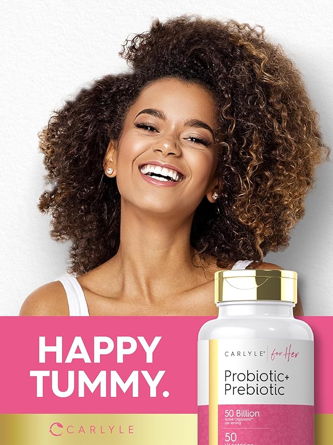 Carlyle Prebiotic and Probiotic for Women | 50 Billion Active Organisms Per Serving | 50 Capsules | Vegetarian Supplement for Women