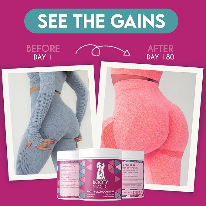Booty Building Creatine - Unveil Glute Gains and Muscle Growth for Women, Micronized for Enhanced Big Booty Results - 30 Servings