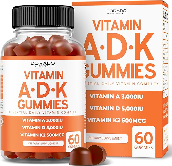 ADK Gummies Vitamin D3 K2 (60 Gummies) - Supplement with D & K - 10 Vegan Supplement - Ceylon Cinnamon (60 Capsules) Digestion Overall Wellness Support - Ceylon Supplements - Vegan & Made in USA