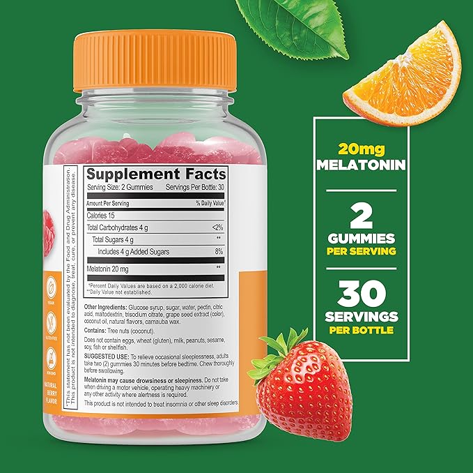 Lifeable Calcium, Magnesium, Zinc & Vitamin D + Melatonin 20mg, Gummies Bundle - Great Tasting, Vitamin Supplement, Gluten Free, GMO Free, Chewable Gummy