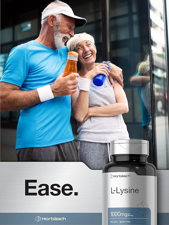 Horbäach L-Lysine 1000mg | 100 Coated Caplets | Free Form Dietary Supplement | Essential Amino Acid | Vegetarian, Non-GMO, and Gluten Free Formula