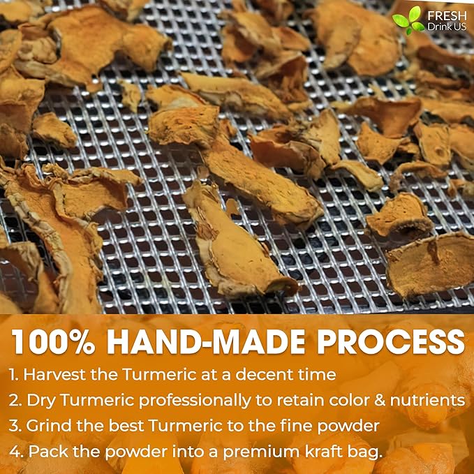 FRESHDRINKUS, Premium 2.5oz Turmeric Powder, 100% Natural & Pure Turmeric Powder, Ground Turmeric Powder, Turmeric Seasoning Root Powder, No Additives, No Gluten, Vegan.