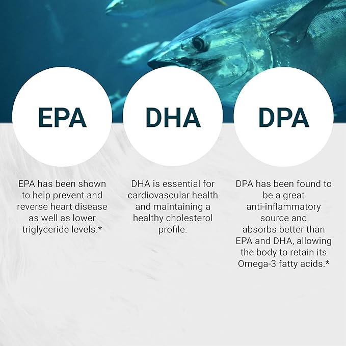 Ultimate rTG Omega 3 Fish Oil 1800mg from Wild New Zealand Tuna - Full Spectrum Omega3s EPA, DHA & DPA - Sustainably Sourced, Non-GMO, Gluten Free - 90 Softgels