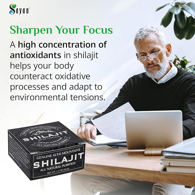 Sayan Pure Shilajit Resin 1.4oz/40g, 265 Servings - Potent Organic Fulvic Acid Supplement - Supports Immune System, Memory, Focus, and Provides Natural Energy, Detox - Vegan, Non-GMO