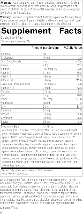 Standard Process Immune System Health Pack - Box Contains 10-Day Supply of Individual Packs - Includes Immuplex, Cataplex F, Cataplex C & Calcium Lactate - Non-Dairy & Non-Soy - 1 Pack (30 Servings)