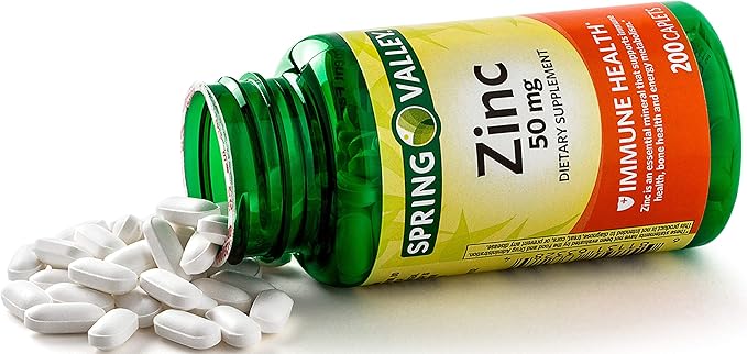 Spring Valley - Zinc 50 mg, 200 Ct 2 Pack Zinc supplement Spring Valley supplement is Suitable for Daily Intake.