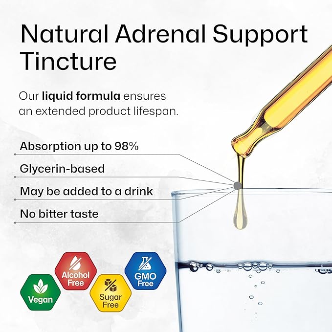 BIO KRAUTER Adrenal Support Tincture - Rhodiola & Ashwagandha Supplements - Vegan Mood Support Drops 4 Fl.Oz.