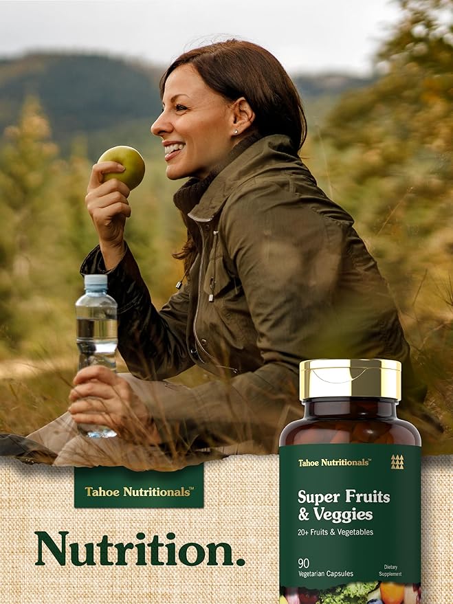 Tahoe Nutritionals Super Fruits and Veggies Capsules | 90 Count | Vegetarian, Non-GMO and Gluten Free Supplement