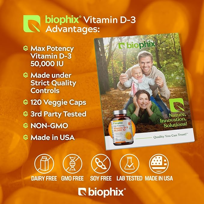 biophix Vitamin D-3 10000 IU 120 Softgels - High-Potency in Extra Virgin Olive Oil Non-GMO Soy-Free Supports Strong Bones Immune Health