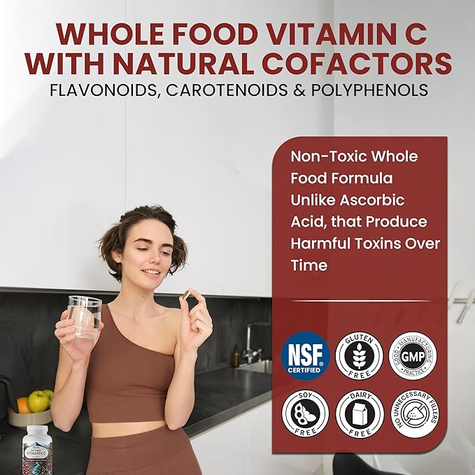 OPTIVIDA Plant Based Natural Acerola Cherry Vitamin C Capsules (60 Count), Time Release Organic Vitamin C | (Non Ascorbic Acid) Vegan Supplement for Immune Support, Healthy Skin & Joints