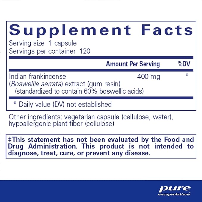 Pure Encapsulations Boswellia Supplement - for Joint Health, GI & Connective Tissue - Supports Healthy Joints & Digestive Health* - Non-GMO & Vegan - 120 Capsules