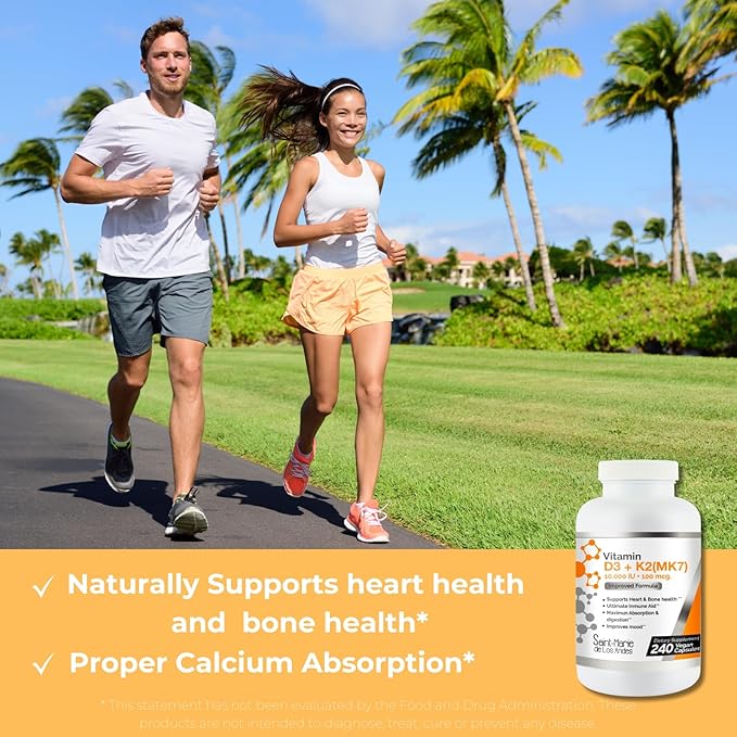 Vitamin D3 10,000 IU K2/MK7 100 mcg. High Potency Supplement 8 Months Supply. Non-GMO for Bone, Heart & Immune Support.