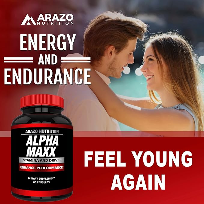 Arazo Nutrition Alphamaxx Health Supplement - Ginseng, Muira Puama, Tribulus - 60 Herbal Pill