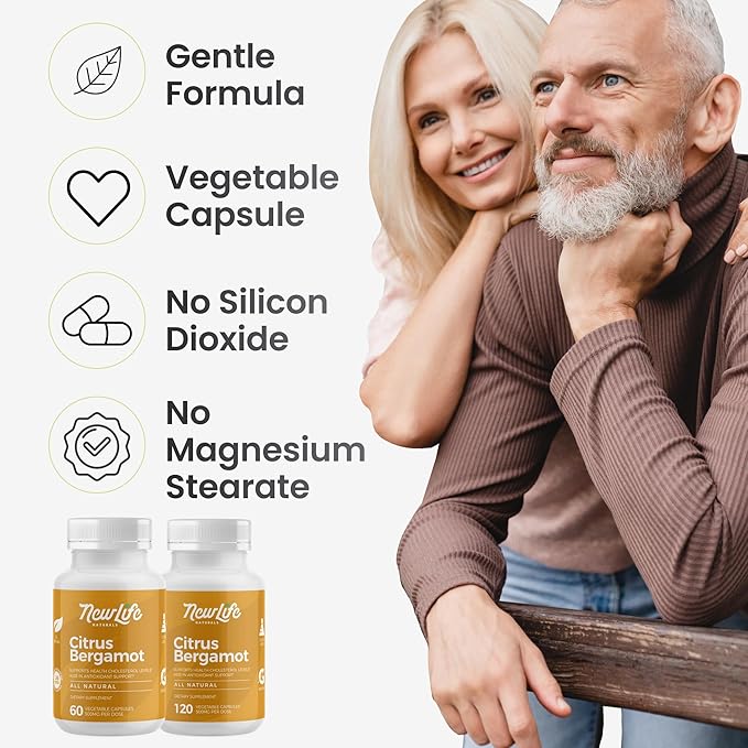 NewLife Naturals Citrus Bergamot Supplements 500 MG for Cholesterol Support- Cholesterol Supplement - 120 Veggie Capsules