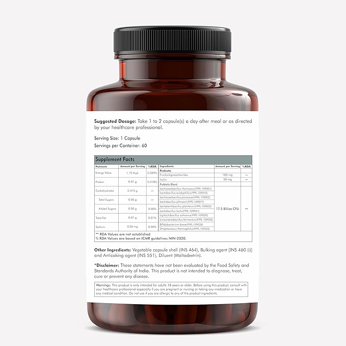 Probiotics Supplement 17.5 Billion CFU - 10 Strains Skin Care Management - for Women & Men