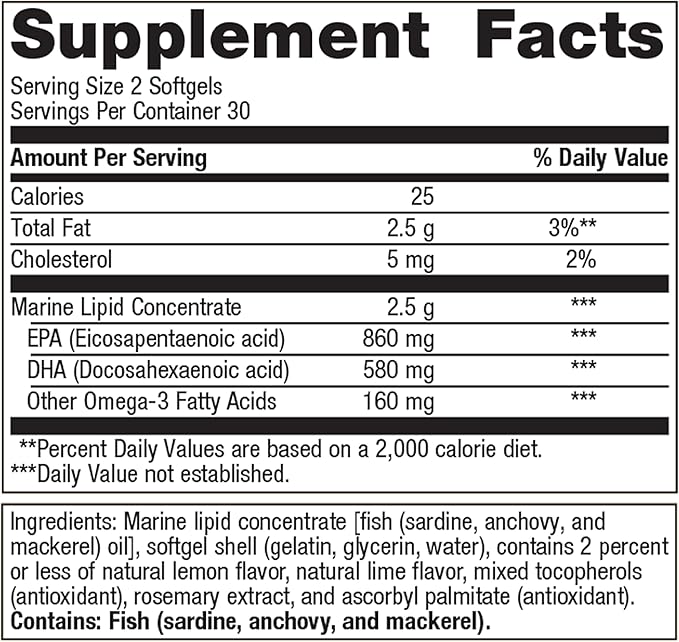 Metagenics OmegaGenics Fish Oil EPA-DHA 720 mg - Omega-3 Fish Oil Supplement - High Potency - for Heart Health, Musculoskeletal Health & Immune System Health* - with DHA & EPA - 60 Softgels