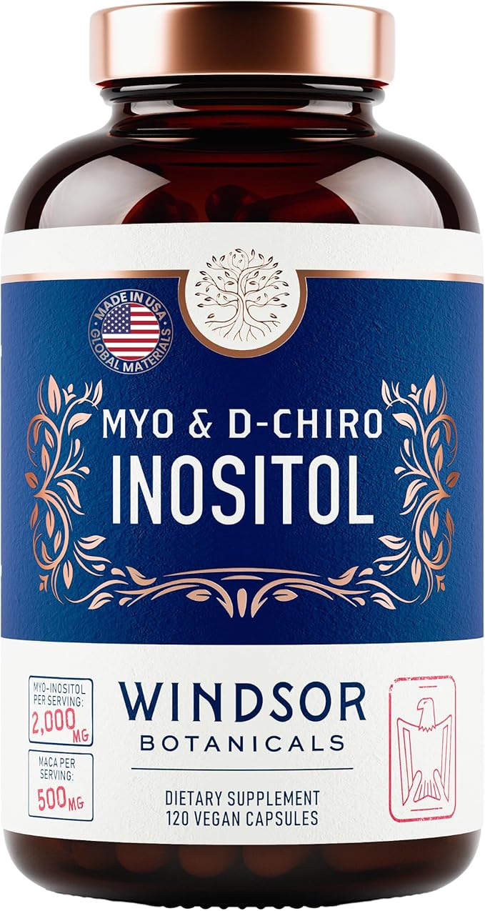 Myo and D-Chiro Inositol Supplement 40:1 Ratio - 2,000 mg Myo-Inositol plus Maca Root & Calming Ashwagandha - Healthy Ovarian Support Vitamins and Fertility Supplements for Women - 120 Vegan Capsules